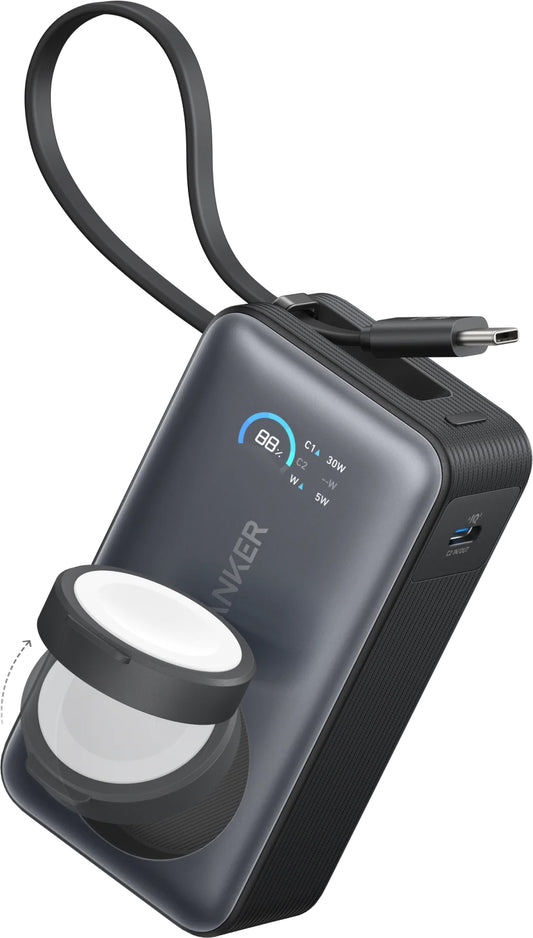 Εξωτερική μπαταρία Anker MagGo, 10000mAh, 35W, PD + QI, 1 x QI - 2 x USB-C, μαύρο A1657011