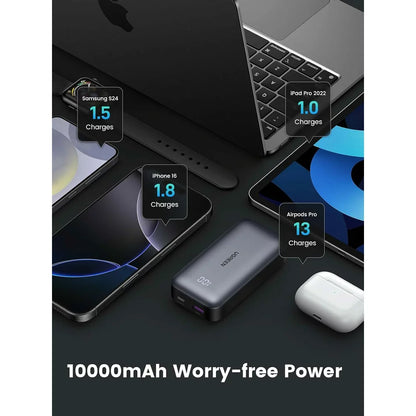 UGREEN PB502 Εξωτερική μπαταρία, 10000mAh, 30W, QC + PD, 1 x USB-A - 1 x USB-C, γκρι 