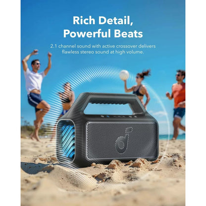 Φορητό ηχείο Bluetooth Anker SoundCore Boom 2, 80W, RGB, αδιάβροχο, μαύρο A3138011 