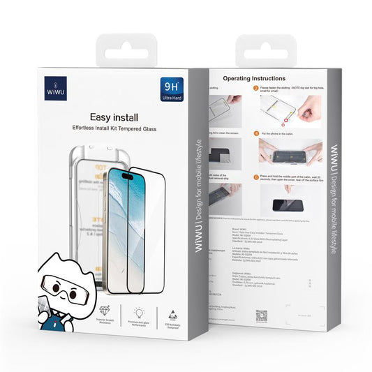 Screen Protector WiWu Wi-SQ008 for Apple iPhone 16 Pro, Glass Protected, Full Glue, Black
